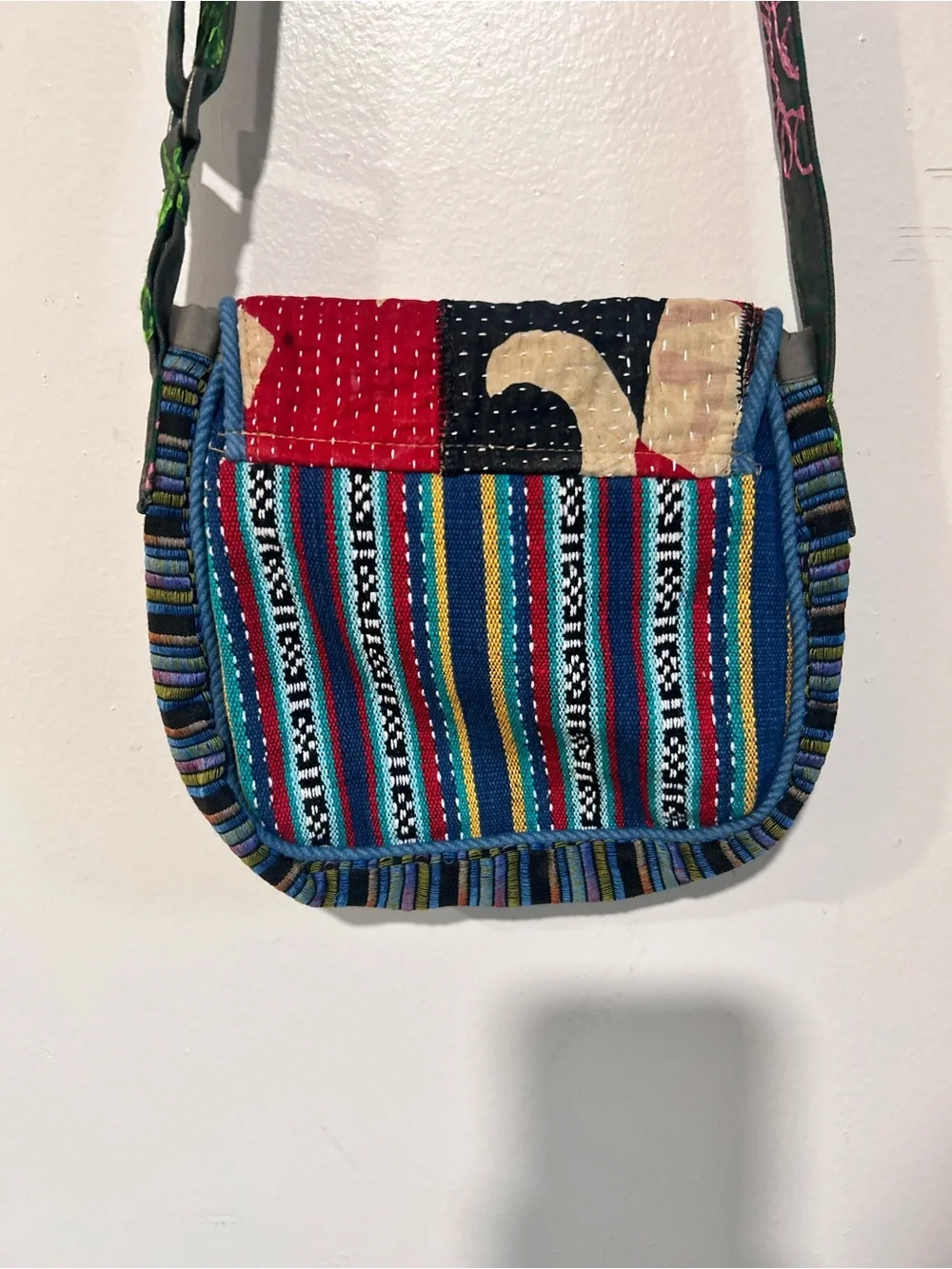 Blue Sky Fair Trade Patchwork Cotton Silk Boho Crossbody Bag